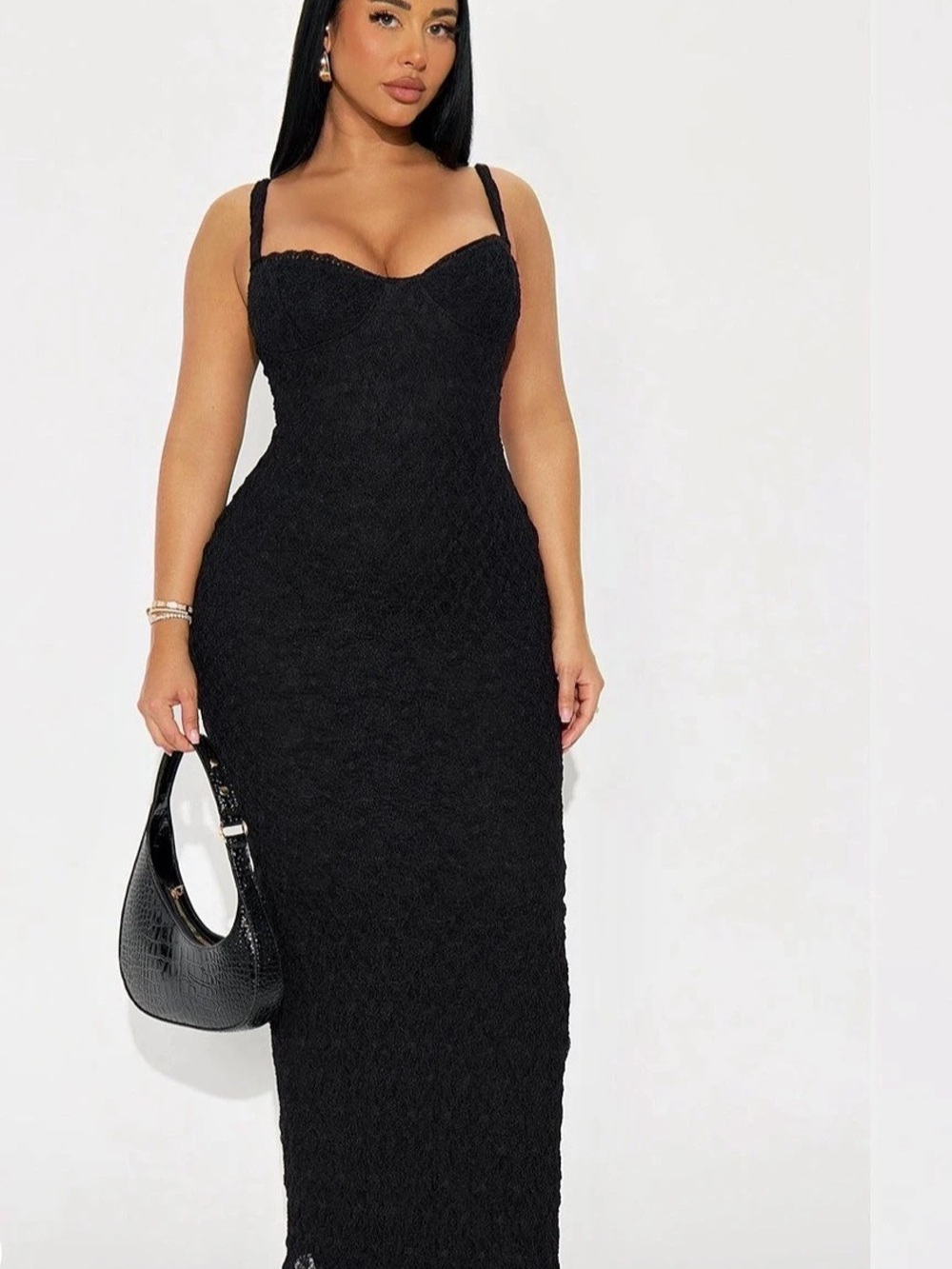 Sweetheart Lace Maxi Dress Black